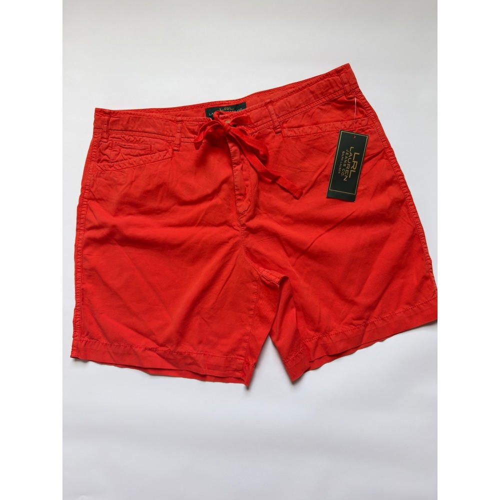 Lauren Ralph Lauren orange Cotton Drawstring Chino Shorts Womens 10 NWT